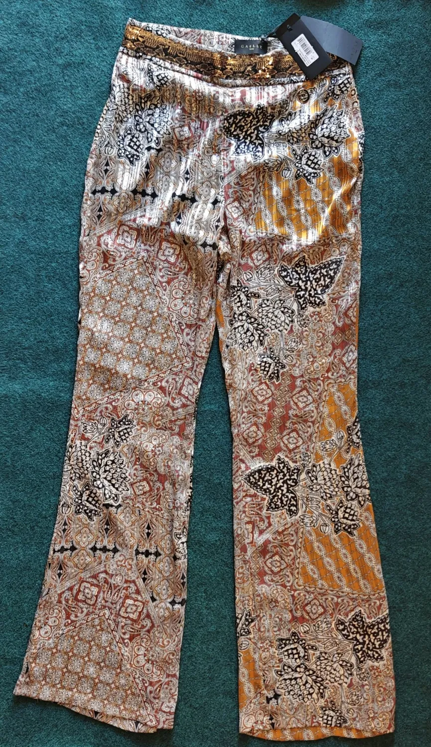 GAëLLE - Woman's Pantalone Vita Alta Beige Multicolor