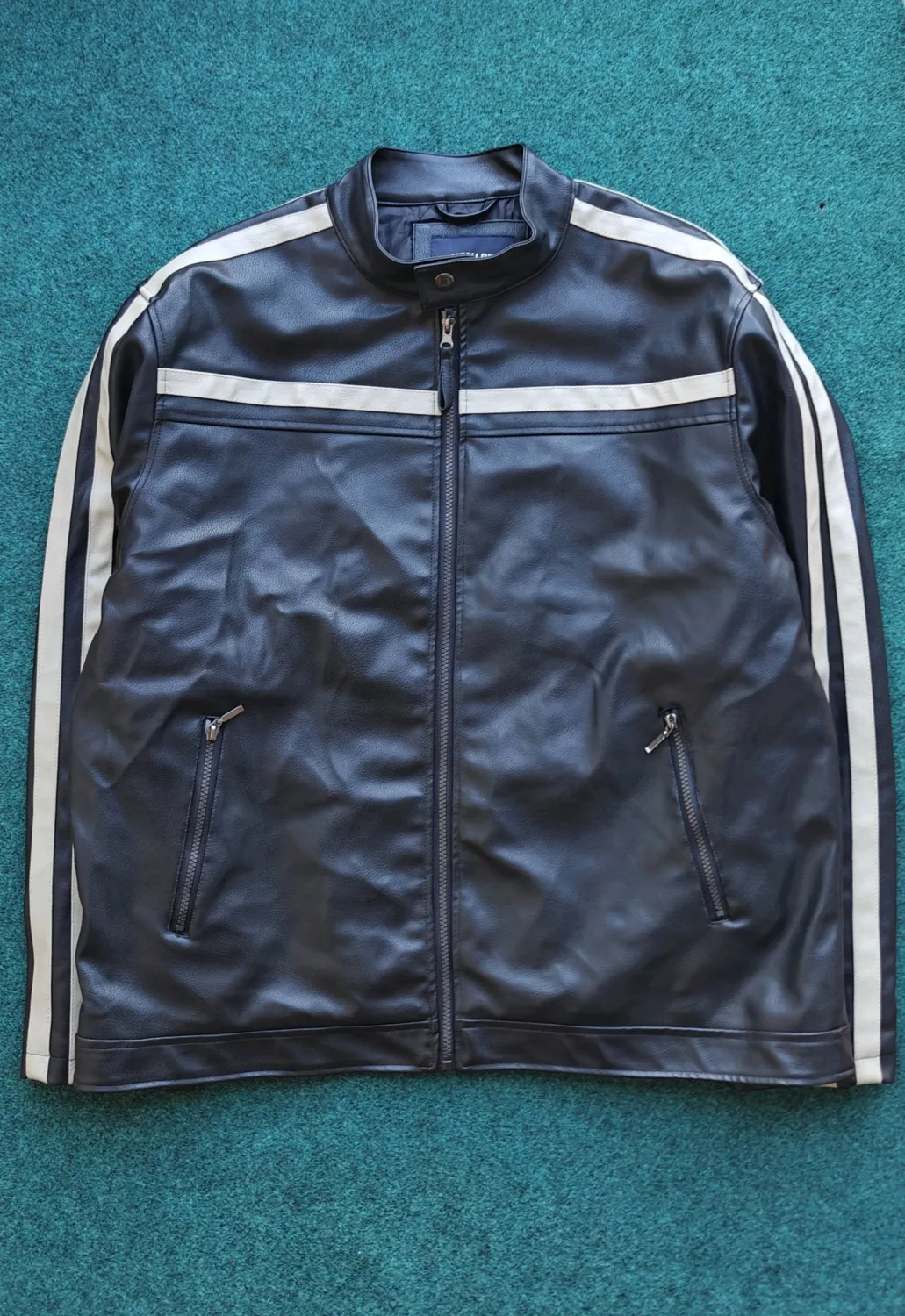Canyon River Blues Faux Leather Moto Biker Jacket Men’s Black