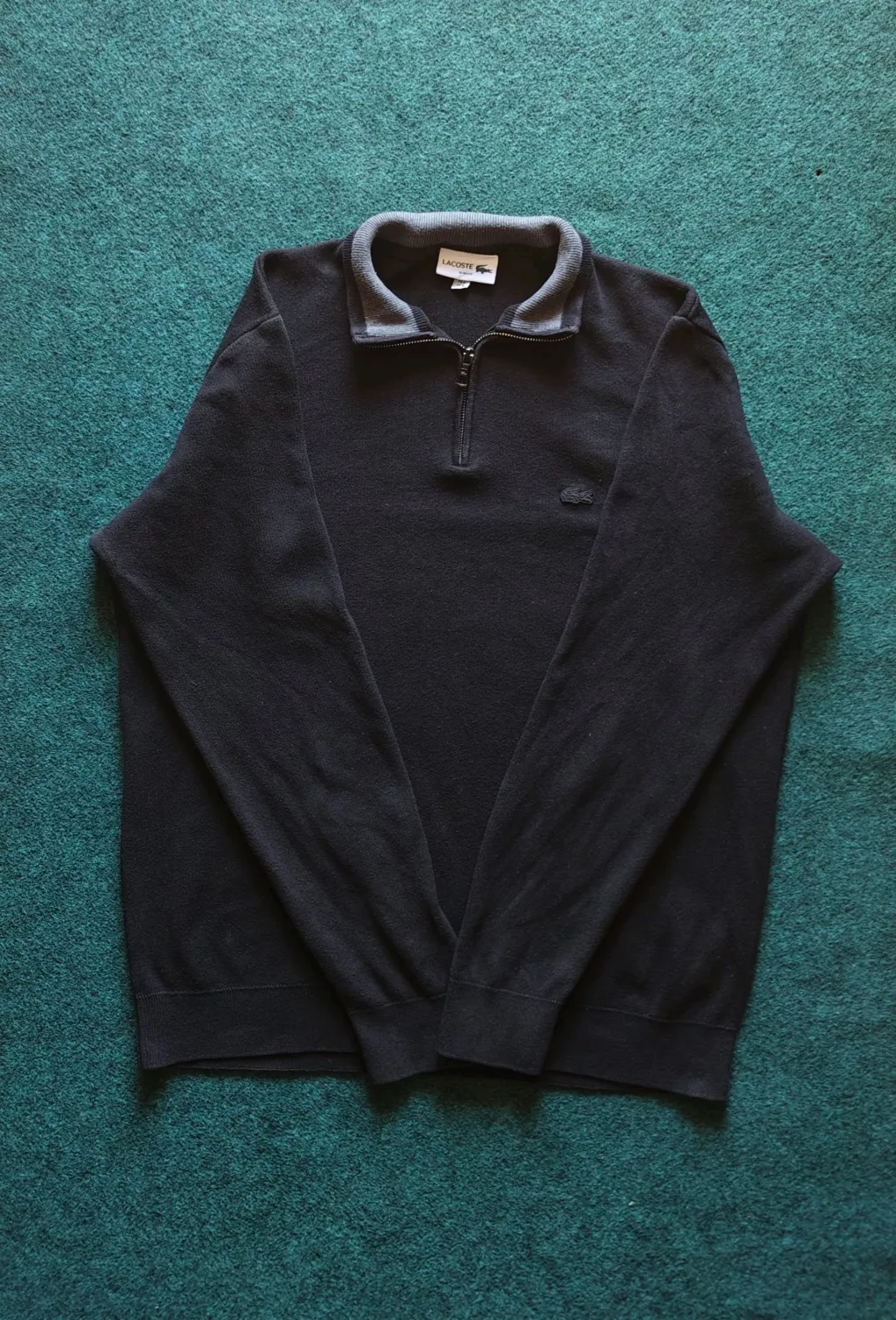 Lacoste Men's 1/4 Zip Knit Sweater Size FR 6 Black