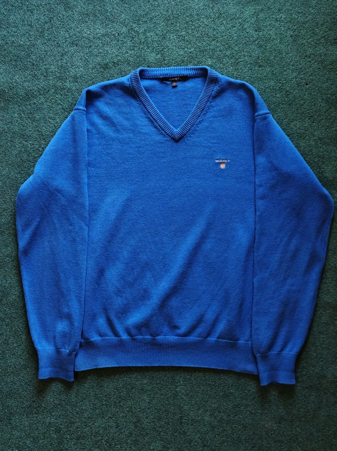 GANT - Men's V-Neck Knit Jumper - Royal Blue (Size L)